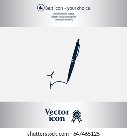 Signature and pen vector icon