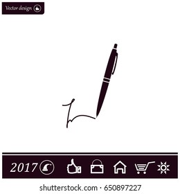 Signature and pen vector icon