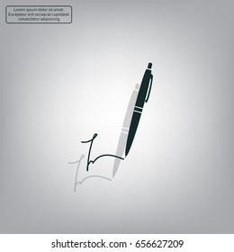 Signature and pen vector icon