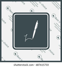 Signature and pen vector icon