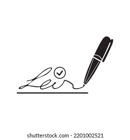 Signature recognition drawing ink icon | Black Vector illustration |