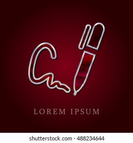 Signature Red Crystal Ruby with Silver Precious Jewel Icon / Logo Design