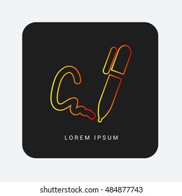 Signature Red & Orange gradient attractive line thin icon / logo design