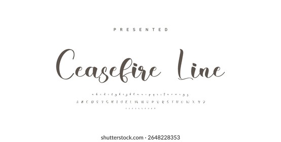 Fonte da letra do script de assinatura. Modelo de efeito de texto editável de assinatura manuscrita