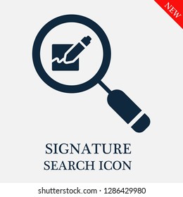 Signature search icon. Editable Signature search icon for web or mobile.