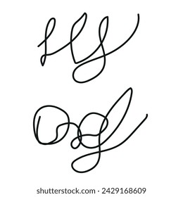 A signature set is a group of dummy contract signatures. Set of fake autographs, signature isolated on white background