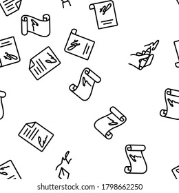 Signature Signing Vector Seamless Pattern Thin Line Illustration