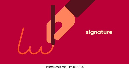 Signature. Simple vector flat illustration. Background for social media, poster, banner.