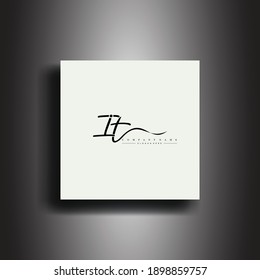 IT Signature style monogram.Calligraphic lettering icon and handwriting vector art.
