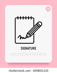 Signature thin line icon. Modern vector illustration.