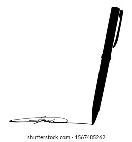 Signature using pen Ink writing concept icon black color vector illustration flat style image icon black color