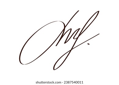 Signature Vector. hand drawn Autograph. Written black sign isolated on white background. Handwritten autograph. Handwriting scribble by pen. Writing sign sketch. Write scribbles line. Scrawl signature