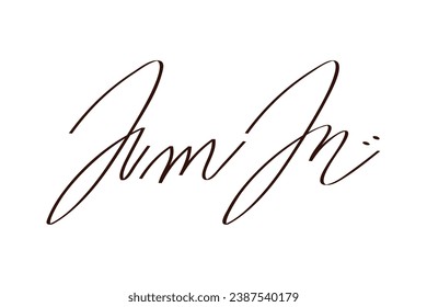 Signature Vector. hand drawn Autograph. Written black sign isolated on white background. Handwritten autograph. Handwriting scribble by pen. Writing sign sketch. Write scribbles line. Scrawl signature