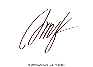 Signature Vector. hand drawn Autograph. Written black sign isolated on white background. Handwritten autograph. Handwriting scribble by pen. Writing sign sketch. Write scribbles line. Scrawl signature