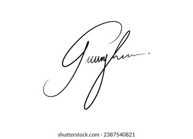 Signature Vector. hand drawn Autograph. Written black sign isolated on white background. Handwritten autograph. Handwriting scribble by pen. Writing sign sketch. Write scribbles line. Scrawl signature