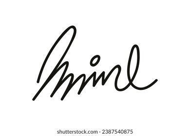 Signature Vector. hand drawn Autograph. Written black sign isolated on white background. Handwritten autograph. Handwriting scribble by pen. Writing sign sketch. Write scribbles line. Scrawl signature