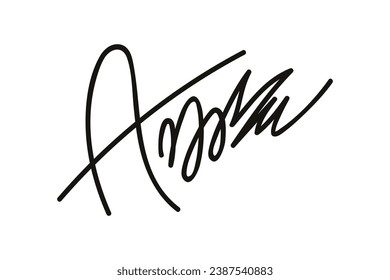 Signature Vector. hand drawn Autograph. Written black sign isolated on white background. Handwritten autograph. Handwriting scribble by pen. Writing sign sketch. Write scribbles line. Scrawl signature