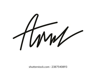 Signature Vector. hand drawn Autograph. Written black sign isolated on white background. Handwritten autograph. Handwriting scribble by pen. Writing sign sketch. Write scribbles line. Scrawl signature