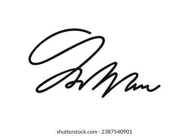 Signature-Vektorgrafik. handgezeichneter Autograph. Geschriebenes schwarzes Zeichen einzeln auf weißem Hintergrund. Handgeschriebenes Autogramm. Handschrift mit Schreibstift schreiben. Zeichenketten schreiben. Schreibe eine Zeile mit Schreib. Scraping-Unterschrift