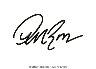 Signature Vector. hand drawn Autograph. Written black sign isolated on white background. Handwritten autograph. Handwriting scribble by pen. Writing sign sketch. Write scribbles line. Scrawl signature