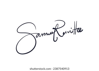 Signature Vector. hand drawn Autograph. Written black sign isolated on white background. Handwritten autograph. Handwriting scribble by pen. Writing sign sketch. Write scribbles line. Scrawl signature