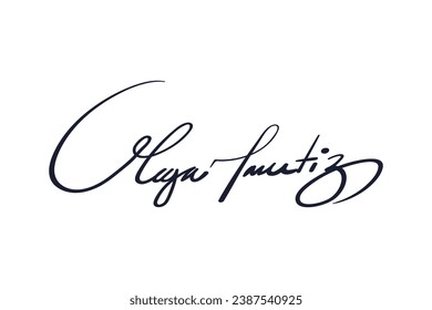Signature Vector. hand drawn Autograph. Written black sign isolated on white background. Handwritten autograph. Handwriting scribble by pen. Writing sign sketch. Write scribbles line. Scrawl signature