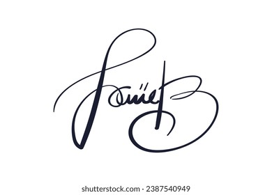 Signature Vector. hand drawn Autograph. Written black sign isolated on white background. Handwritten autograph. Handwriting scribble by pen. Writing sign sketch. Write scribbles line. Scrawl signature