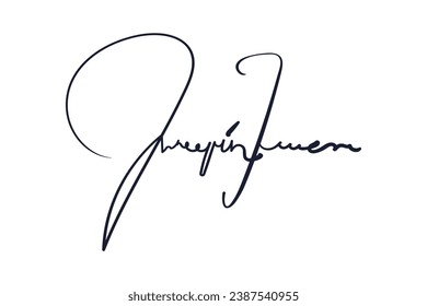 Signature Vector. hand drawn Autograph. Written black sign isolated on white background. Handwritten autograph. Handwriting scribble by pen. Writing sign sketch. Write scribbles line. Scrawl signature