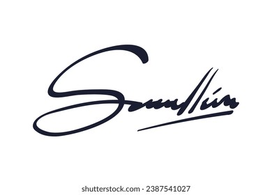 Signature Vector. hand drawn Autograph. Written black sign isolated on white background. Handwritten autograph. Handwriting scribble by pen. Writing sign sketch. Write scribbles line. Scrawl signature