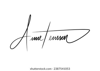 Signature Vector. hand drawn Autograph. Written black sign isolated on white background. Handwritten autograph. Handwriting scribble by pen. Writing sign sketch. Write scribbles line. Scrawl signature