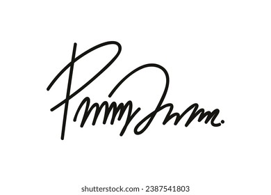 Signature Vector. hand drawn Autograph. Written black signature isolated on white background. Handwritten autograph. Handwriting Signature by pen. Writing sign sketch. Scrawl signature illustration.