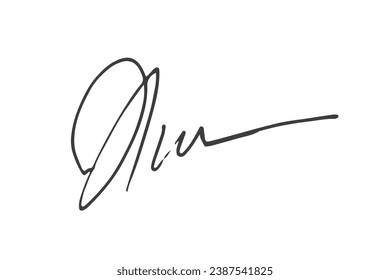 Signature Vector. hand drawn Autograph. Written black signature isolated on white background. Handwritten autograph. Handwriting Signature by pen. Writing sign sketch. Scrawl signature illustration.