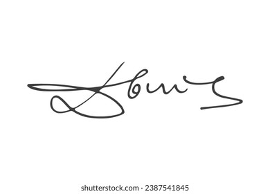 Signature Vector. hand drawn Autograph. Written black signature isolated on white background. Handwritten autograph. Handwriting Signature by pen. Writing sign sketch. Scrawl signature illustration.