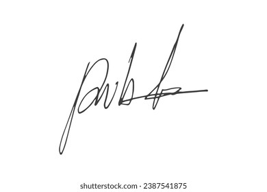 Signature Vector. hand drawn Autograph. Written black signature isolated on white background. Handwritten autograph. Handwriting Signature by pen. Writing sign sketch. Scrawl signature illustration.