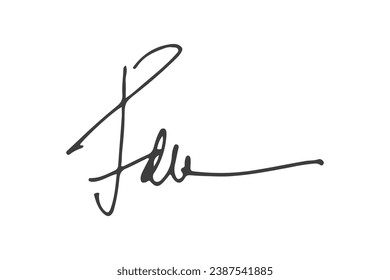 Signature Vector. hand drawn Autograph. Written black signature isolated on white background. Handwritten autograph. Handwriting Signature by pen. Writing sign sketch. Scrawl signature illustration.