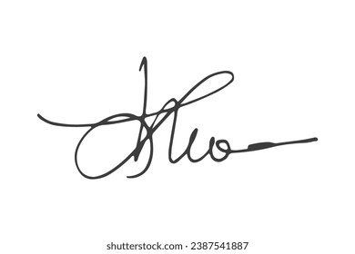 Signature Vector. hand drawn Autograph. Written black signature isolated on white background. Handwritten autograph. Handwriting Signature by pen. Writing sign sketch. Scrawl signature illustration.