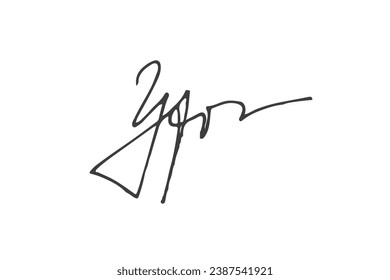 Signature Vector. hand drawn Autograph. Written black signature isolated on white background. Handwritten autograph. Handwriting Signature by pen. Writing sign sketch. Scrawl signature illustration.