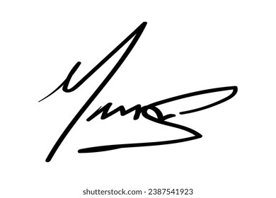 Signature Vector. hand drawn Autograph. Written black signature isolated on white background. Handwritten autograph. Handwriting Signature by pen. Writing sign sketch. Scrawl signature illustration.