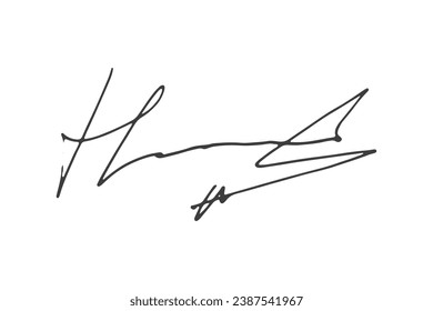 Signature Vector. hand drawn Autograph. Written black signature isolated on white background. Handwritten autograph. Handwriting Signature by pen. Writing sign sketch. Scrawl signature illustration.