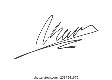 Signature Vector. hand drawn Autograph. Written black signature isolated on white background. Handwritten autograph. Handwriting Signature by pen. Writing sign sketch. Scrawl signature illustration.