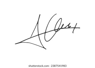 Signature Vector. hand drawn Autograph. Written black signature isolated on white background. Handwritten autograph. Handwriting Signature by pen. Writing sign sketch. Scrawl signature illustration.