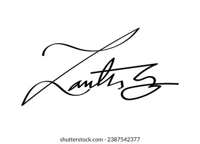 Signature Vector. hand drawn Autograph. Written black signature isolated on white background. Handwritten autograph. Handwriting Signature by pen. Writing sign sketch. Scrawl signature illustration.