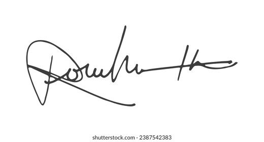 Signature Vector. hand drawn Autograph. Written black signature isolated on white background. Handwritten autograph. Handwriting Signature by pen. Writing sign sketch. Scrawl signature illustration.