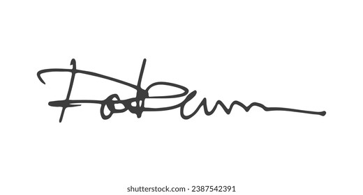 Signature Vector. hand drawn Autograph. Written black signature isolated on white background. Handwritten autograph. Handwriting Signature by pen. Writing sign sketch. Scrawl signature illustration.