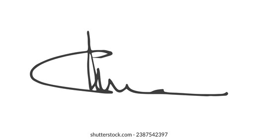 Signature Vector. hand drawn Autograph. Written black signature isolated on white background. Handwritten autograph. Handwriting Signature by pen. Writing sign sketch. Scrawl signature illustration.