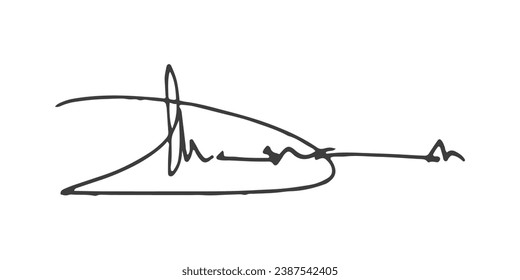 Signature Vector. hand drawn Autograph. Written black signature isolated on white background. Handwritten autograph. Handwriting Signature by pen. Writing sign sketch. Scrawl signature illustration.