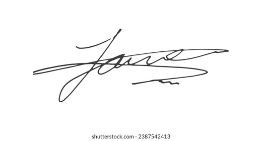 Signature Vector. hand drawn Autograph. Written black signature isolated on white background. Handwritten autograph. Handwriting Signature by pen. Writing sign sketch. Scrawl signature illustration.