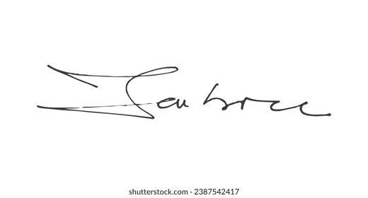 Signature Vector. hand drawn Autograph. Written black signature isolated on white background. Handwritten autograph. Handwriting Signature by pen. Writing sign sketch. Scrawl signature illustration.