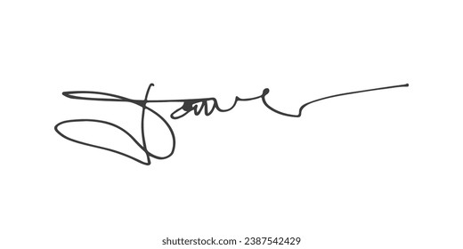 Signature Vector. hand drawn Autograph. Written black signature isolated on white background. Handwritten autograph. Handwriting Signature by pen. Writing sign sketch. Scrawl signature illustration.