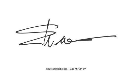 Signature Vector. hand drawn Autograph. Written black signature isolated on white background. Handwritten autograph. Handwriting Signature by pen. Writing sign sketch. Scrawl signature illustration.